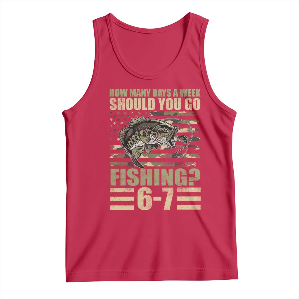Fishing 67 Meme Tank Top How Many Days A Week Should You Go Fishing Camo Flag