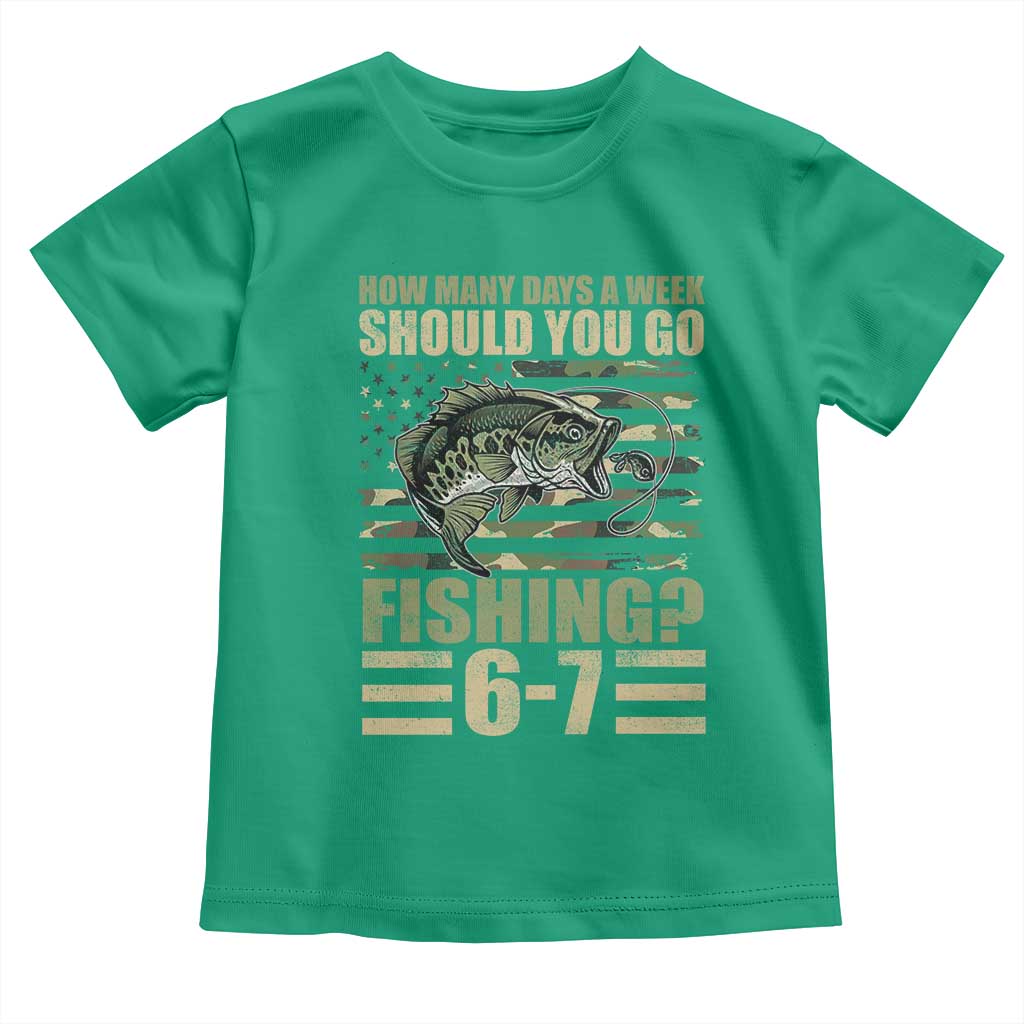Fishing 67 Meme Toddler T Shirt How Many Days A Week Should You Go Fishing Camo Flag