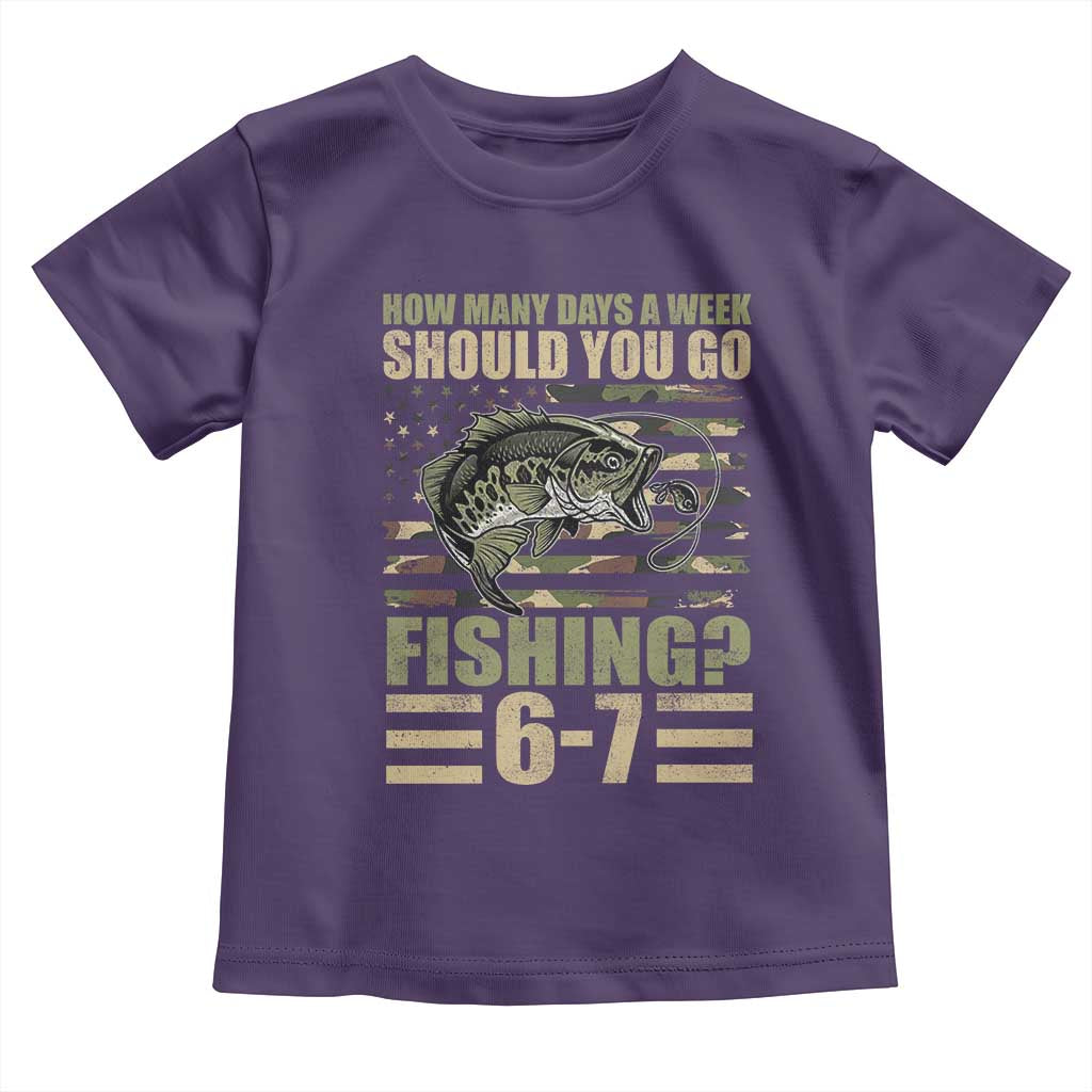 Fishing 67 Meme Toddler T Shirt How Many Days A Week Should You Go Fishing Camo Flag
