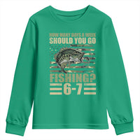 Fishing 67 Meme Youth Sweatshirt How Many Days A Week Should You Go Fishing Camo Flag