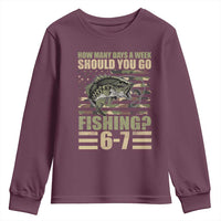 Fishing 67 Meme Youth Sweatshirt How Many Days A Week Should You Go Fishing Camo Flag