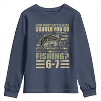 Fishing 67 Meme Youth Sweatshirt How Many Days A Week Should You Go Fishing Camo Flag