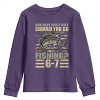 Fishing 67 Meme Youth Sweatshirt How Many Days A Week Should You Go Fishing Camo Flag