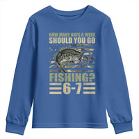 Fishing 67 Meme Youth Sweatshirt How Many Days A Week Should You Go Fishing Camo Flag