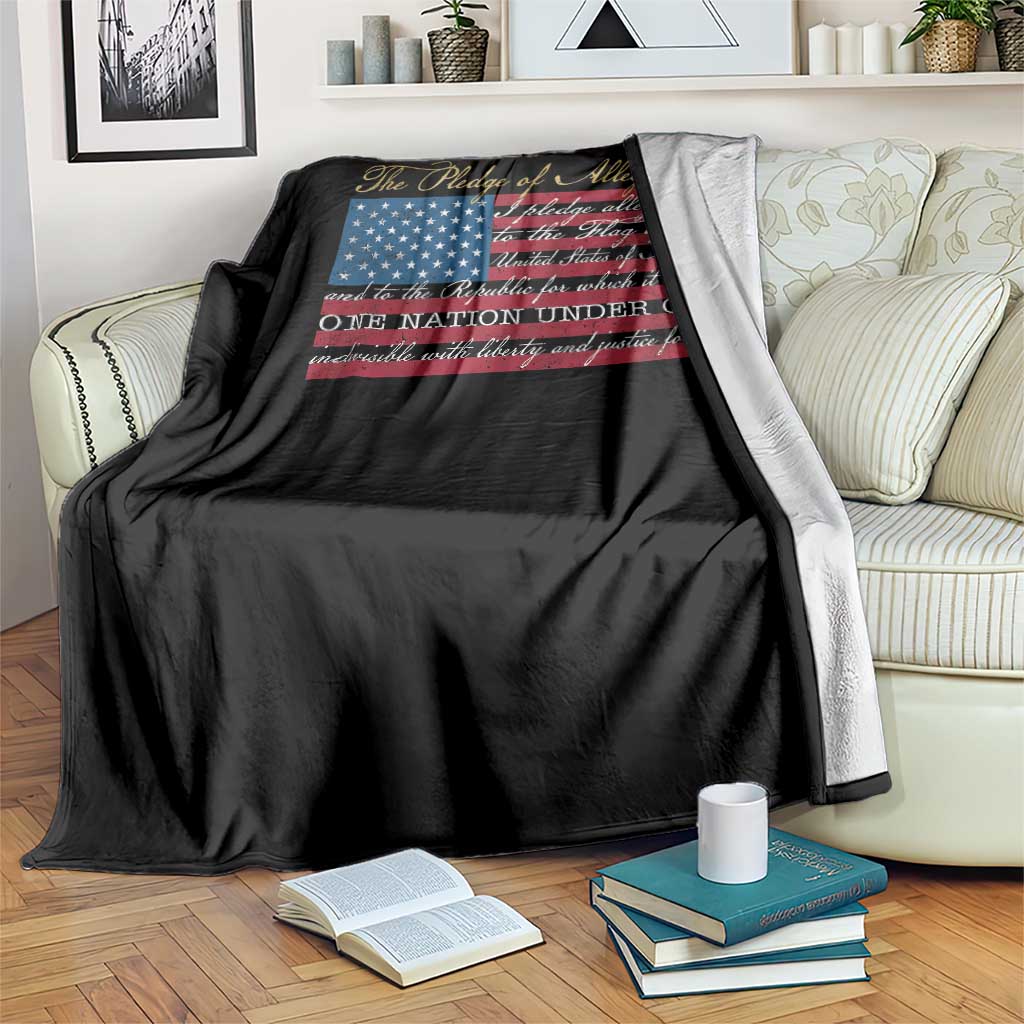 The Pledge of Allegiance Throw Blanket US Military Veteran Patriotic American Flag