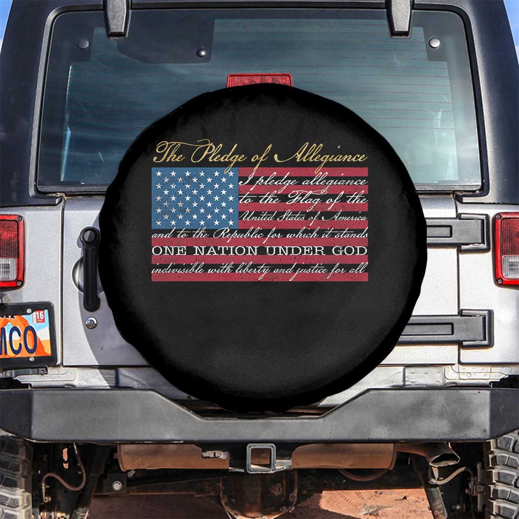 The Pledge of Allegiance Spare Tire Cover US Military Veteran Patriotic American Flag