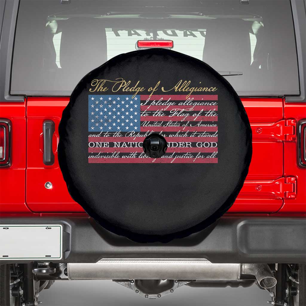 The Pledge of Allegiance Spare Tire Cover US Military Veteran Patriotic American Flag