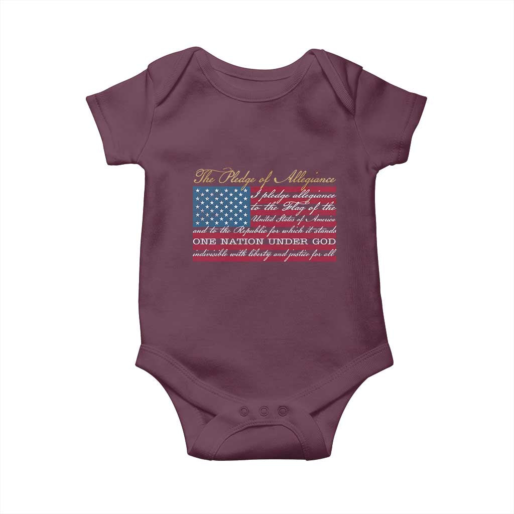 The Pledge of Allegiance Baby Onesie US Military Veteran Patriotic American Flag