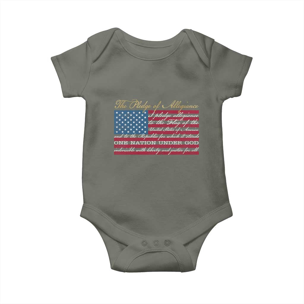 The Pledge of Allegiance Baby Onesie US Military Veteran Patriotic American Flag