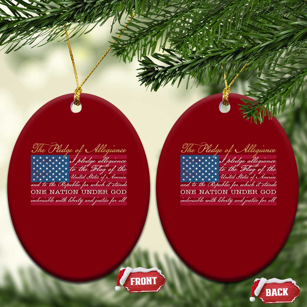 The Pledge of Allegiance Ceramic Ornament US Military Veteran Patriotic American Flag