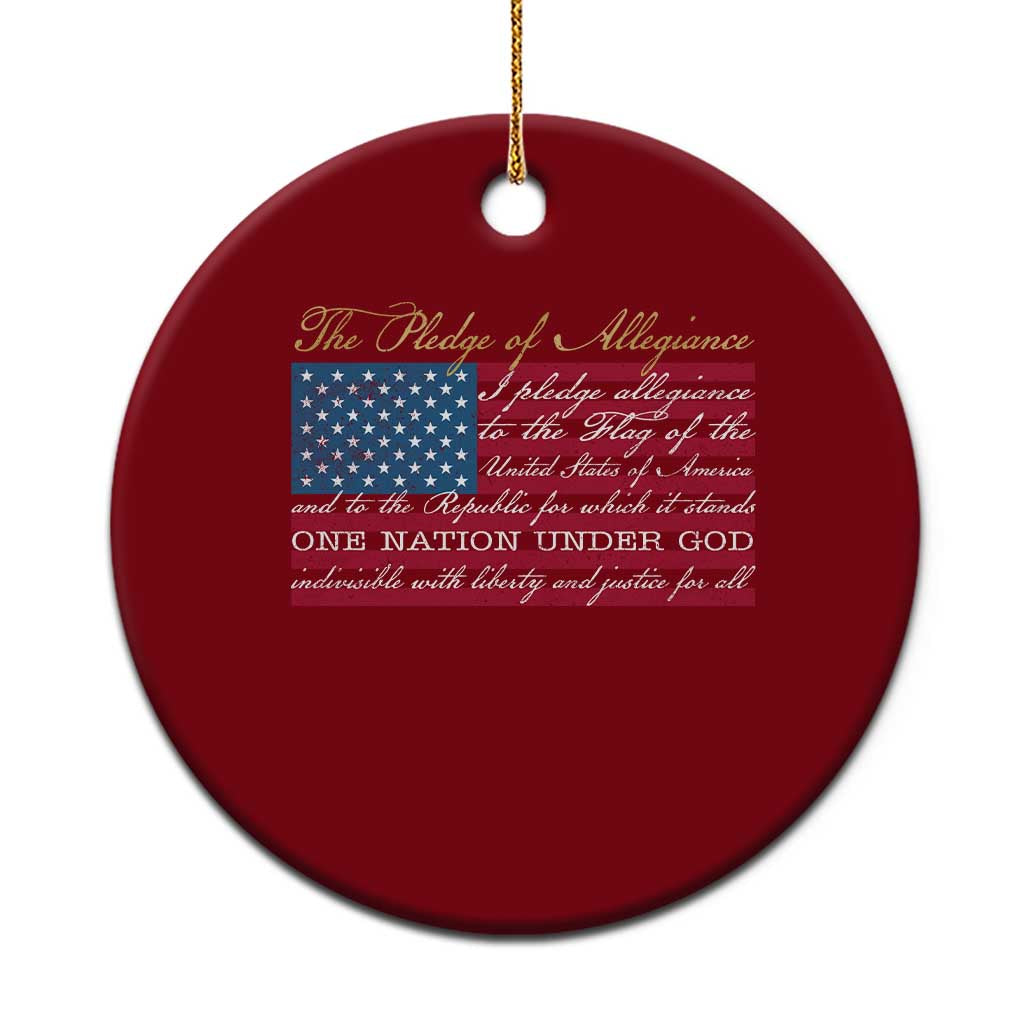 The Pledge of Allegiance Ceramic Ornament US Military Veteran Patriotic American Flag