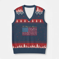 The Pledge of Allegiance V-Neck Knit Sweater Vest US Military Veteran Patriotic American Flag