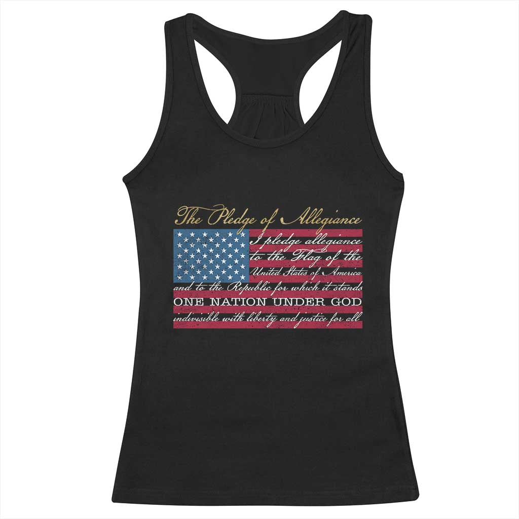 The Pledge of Allegiance Racerback Tank Top US Military Veteran Patriotic American Flag