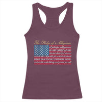The Pledge of Allegiance Racerback Tank Top US Military Veteran Patriotic American Flag