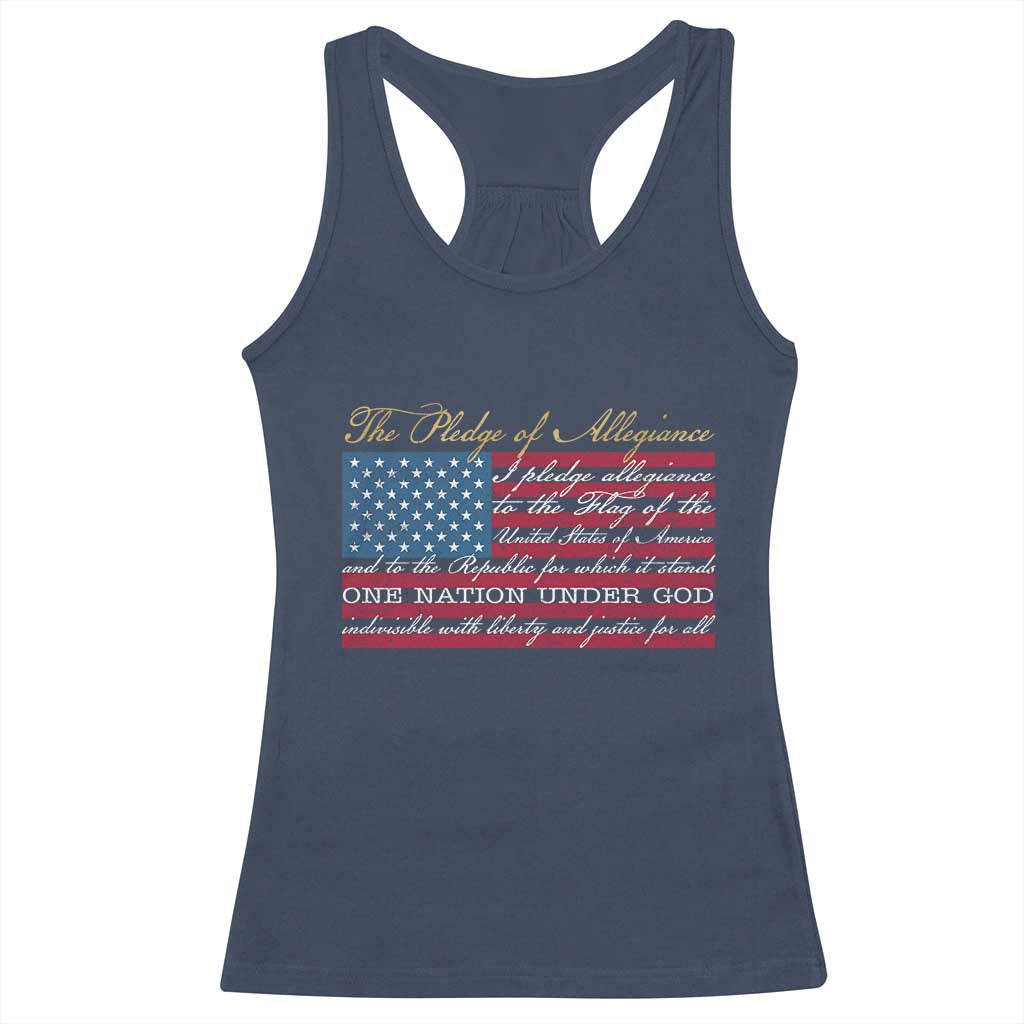The Pledge of Allegiance Racerback Tank Top US Military Veteran Patriotic American Flag
