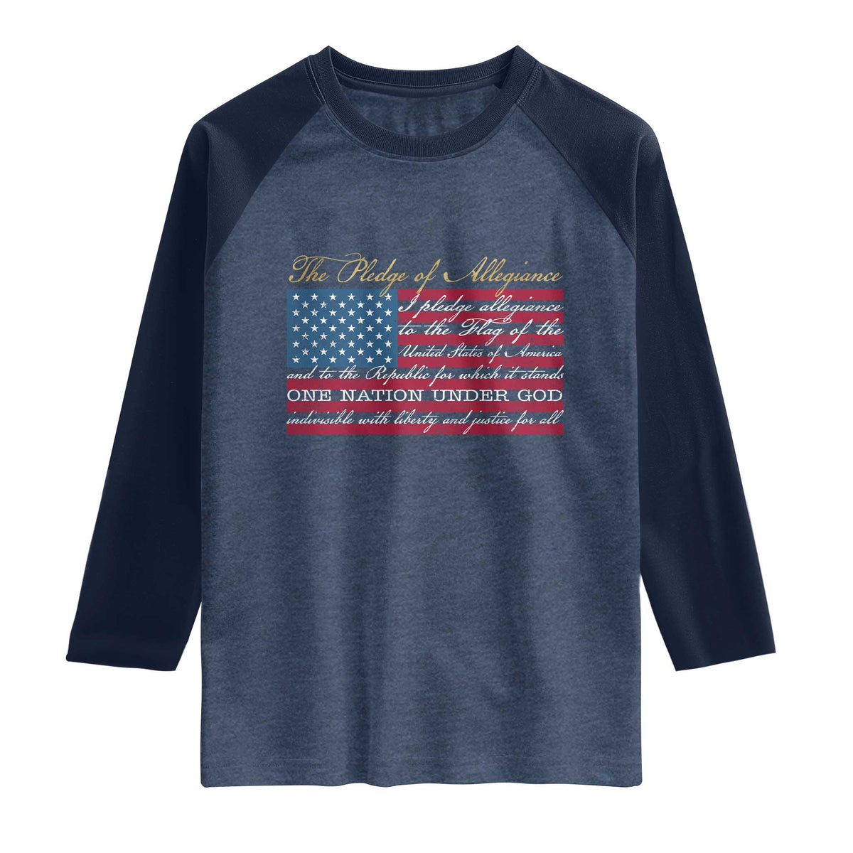 The Pledge of Allegiance Raglan Shirt US Military Veteran Patriotic American Flag