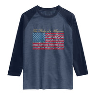 The Pledge of Allegiance Raglan Shirt US Military Veteran Patriotic American Flag