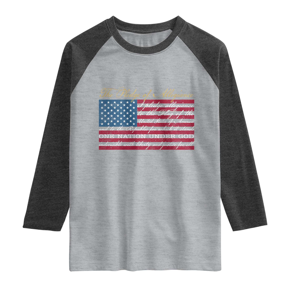 The Pledge of Allegiance Raglan Shirt US Military Veteran Patriotic American Flag