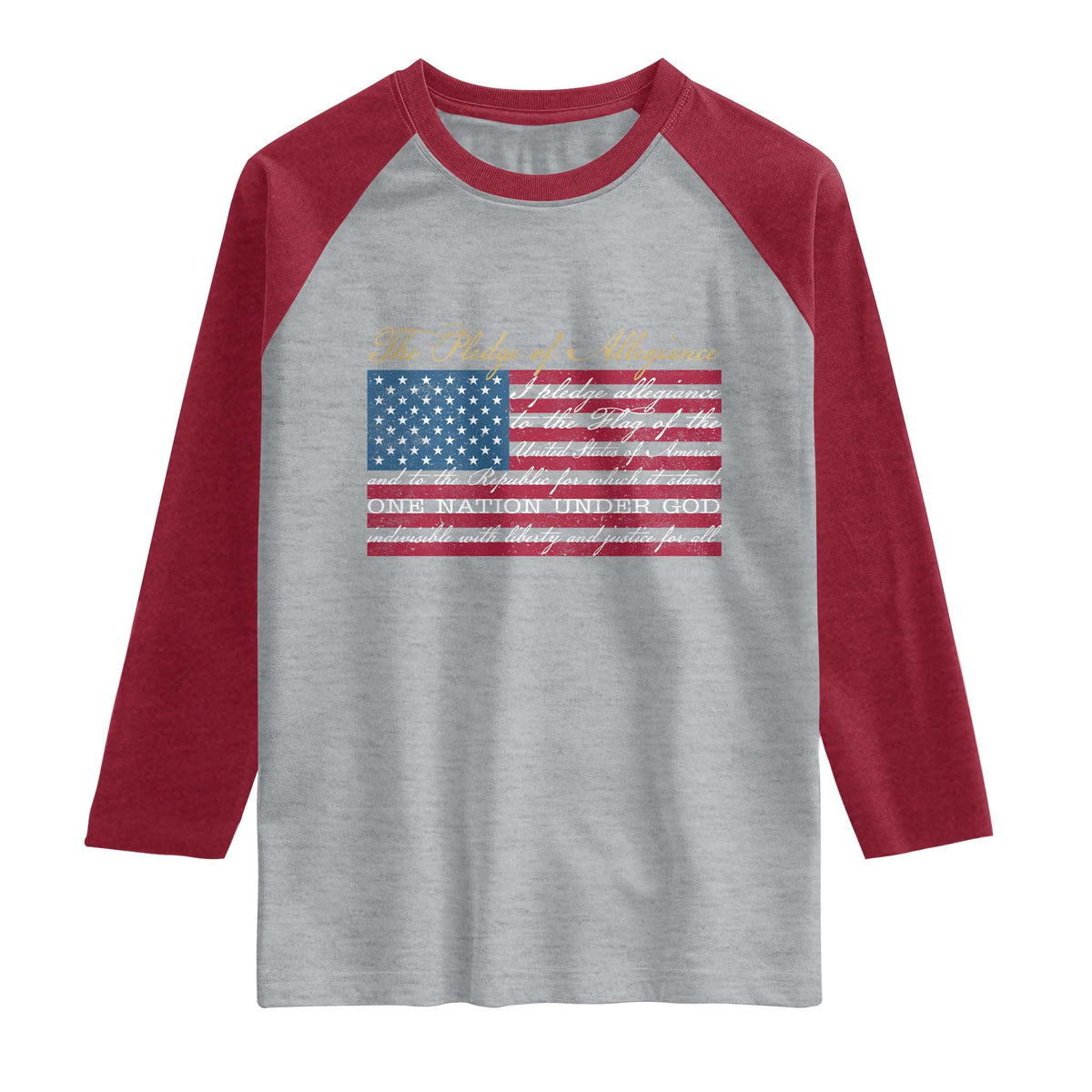 The Pledge of Allegiance Raglan Shirt US Military Veteran Patriotic American Flag