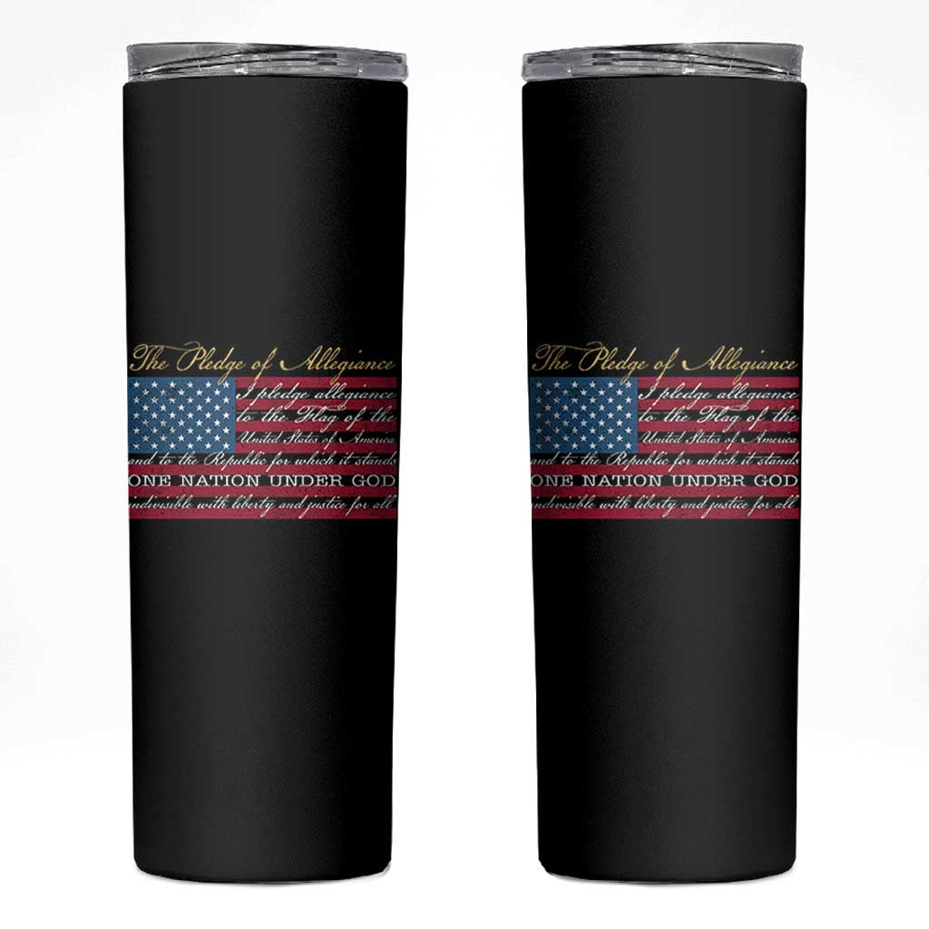 The Pledge of Allegiance Skinny Tumbler US Military Veteran Patriotic American Flag