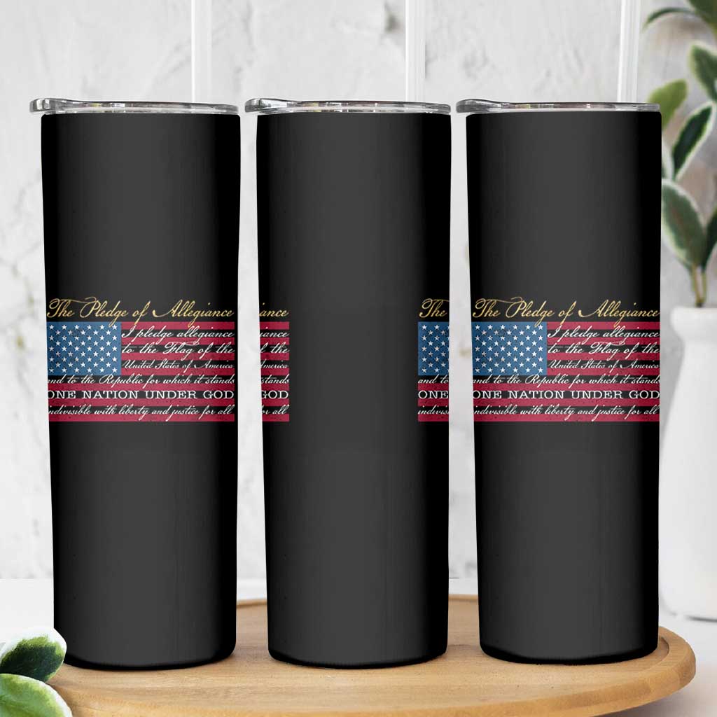 The Pledge of Allegiance Skinny Tumbler US Military Veteran Patriotic American Flag