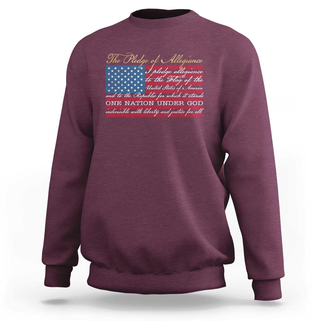 The Pledge of Allegiance Sweatshirt US Military Veteran Patriotic American Flag