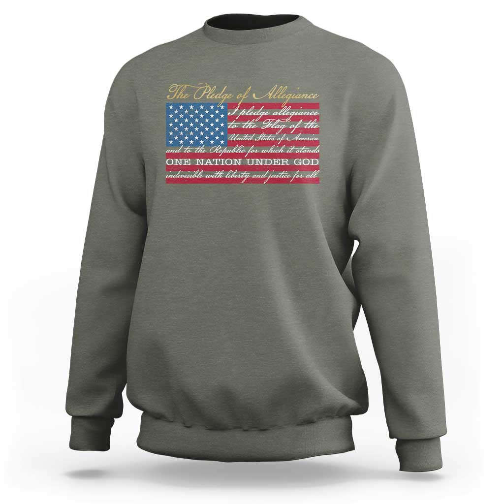 The Pledge of Allegiance Sweatshirt US Military Veteran Patriotic American Flag