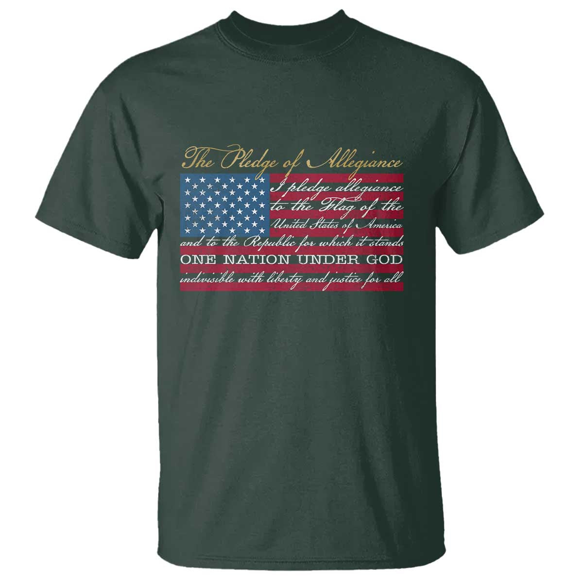 The Pledge of Allegiance T Shirt US Military Veteran Patriotic American Flag