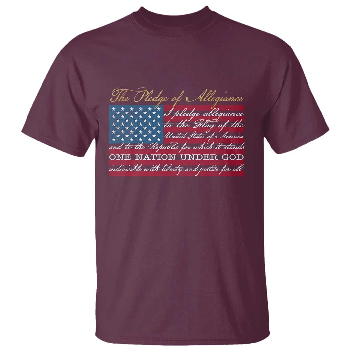 The Pledge of Allegiance T Shirt US Military Veteran Patriotic American Flag