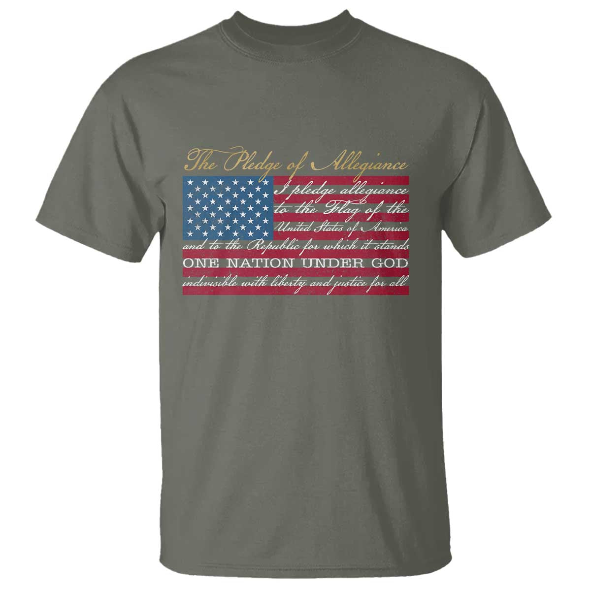 The Pledge of Allegiance T Shirt US Military Veteran Patriotic American Flag