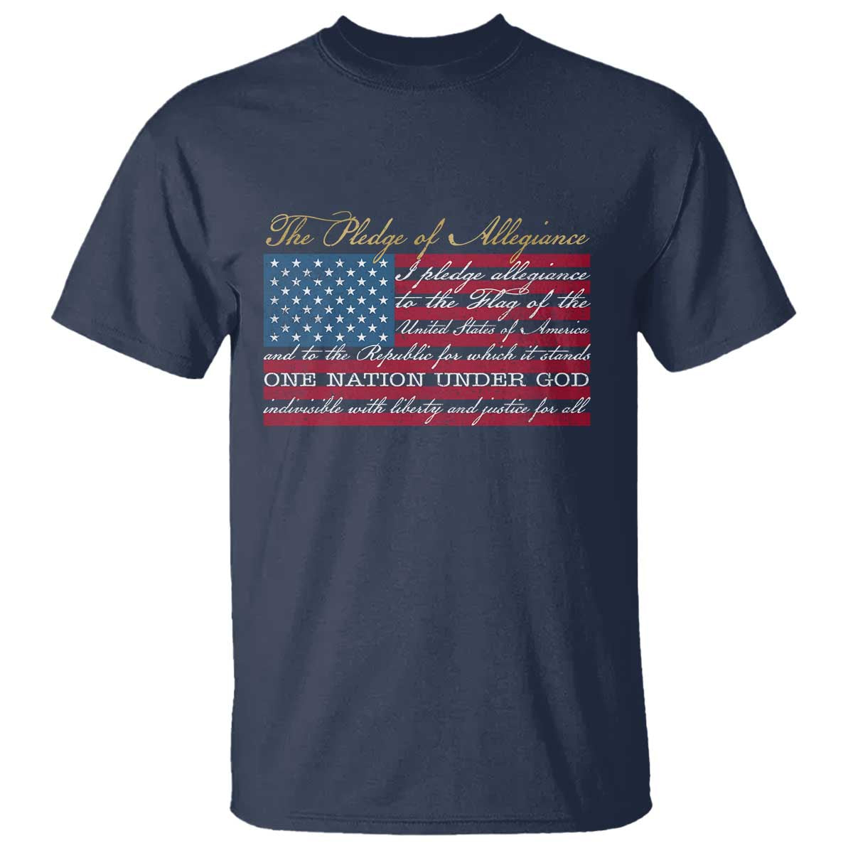 The Pledge of Allegiance T Shirt US Military Veteran Patriotic American Flag