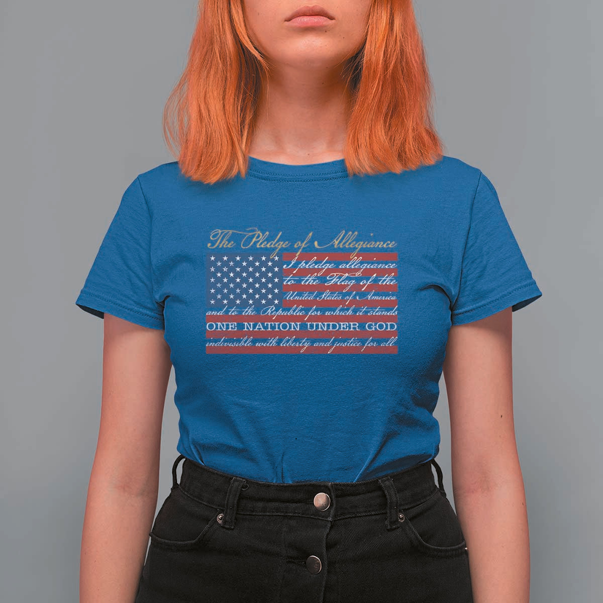 The Pledge of Allegiance T Shirt For Women US Military Veteran Patriotic American Flag