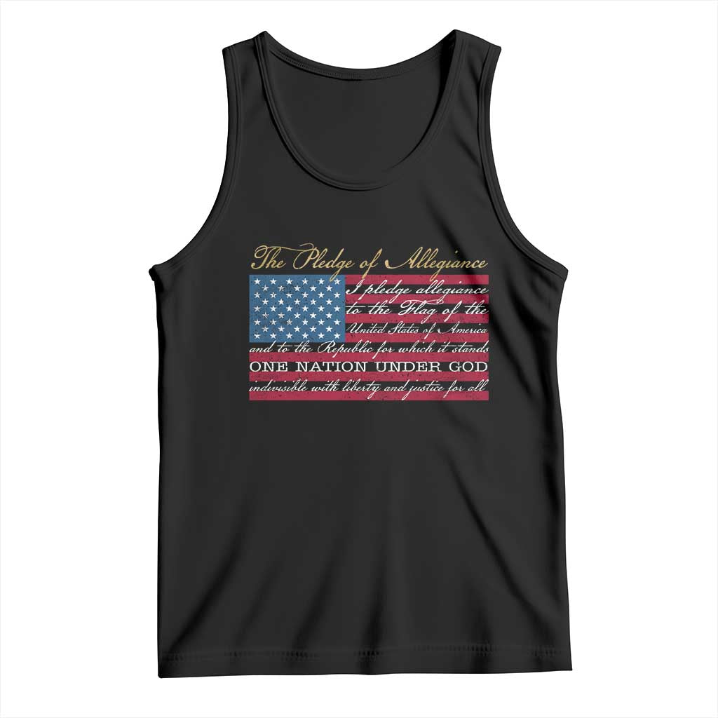 The Pledge of Allegiance Tank Top US Military Veteran Patriotic American Flag