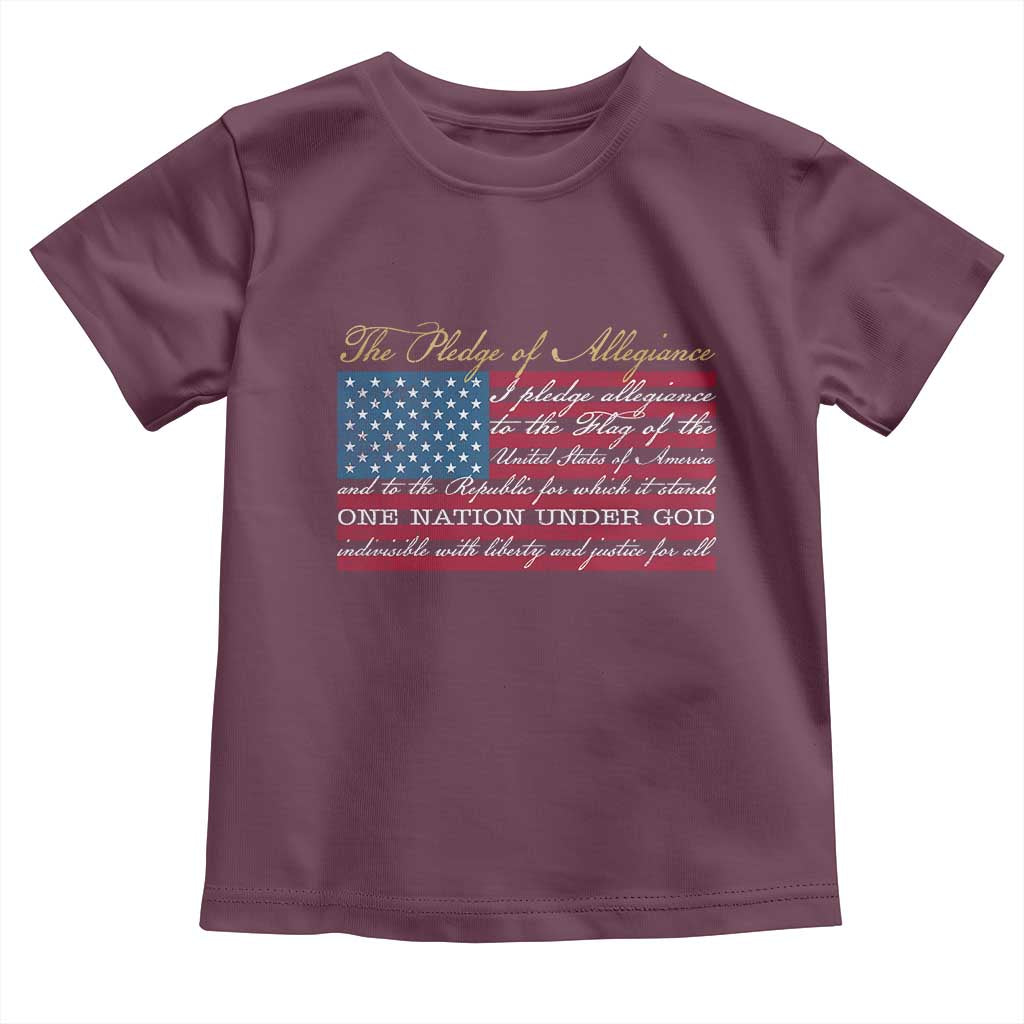 The Pledge of Allegiance Toddler T Shirt US Military Veteran Patriotic American Flag