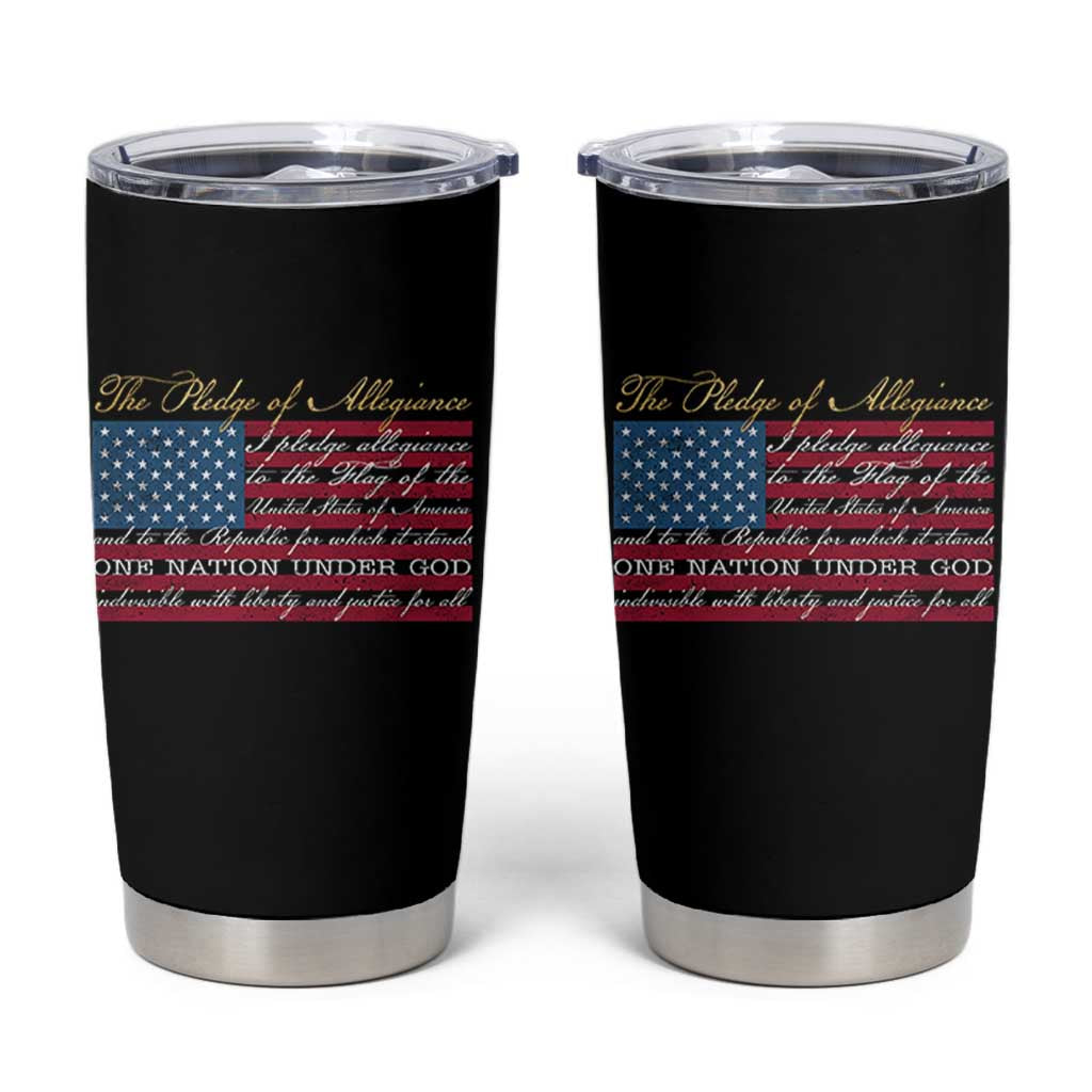 The Pledge of Allegiance Tumbler Cup US Military Veteran Patriotic American Flag