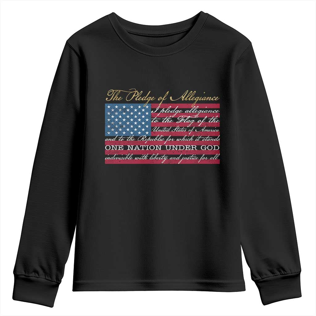 The Pledge of Allegiance Youth Sweatshirt US Military Veteran Patriotic American Flag