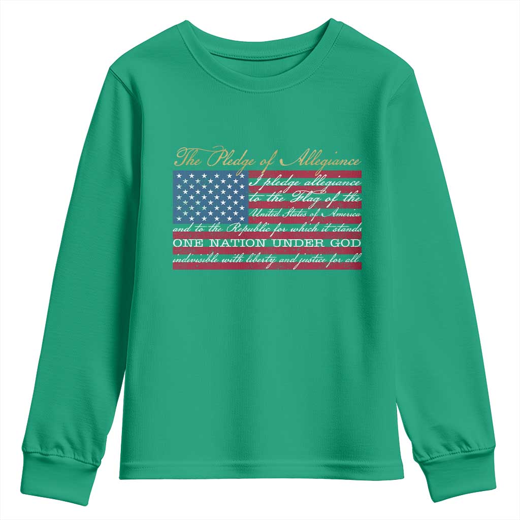 The Pledge of Allegiance Youth Sweatshirt US Military Veteran Patriotic American Flag