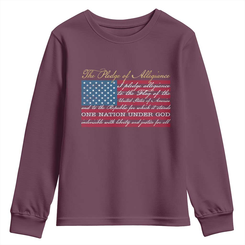The Pledge of Allegiance Youth Sweatshirt US Military Veteran Patriotic American Flag