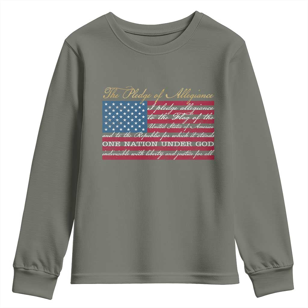 The Pledge of Allegiance Youth Sweatshirt US Military Veteran Patriotic American Flag