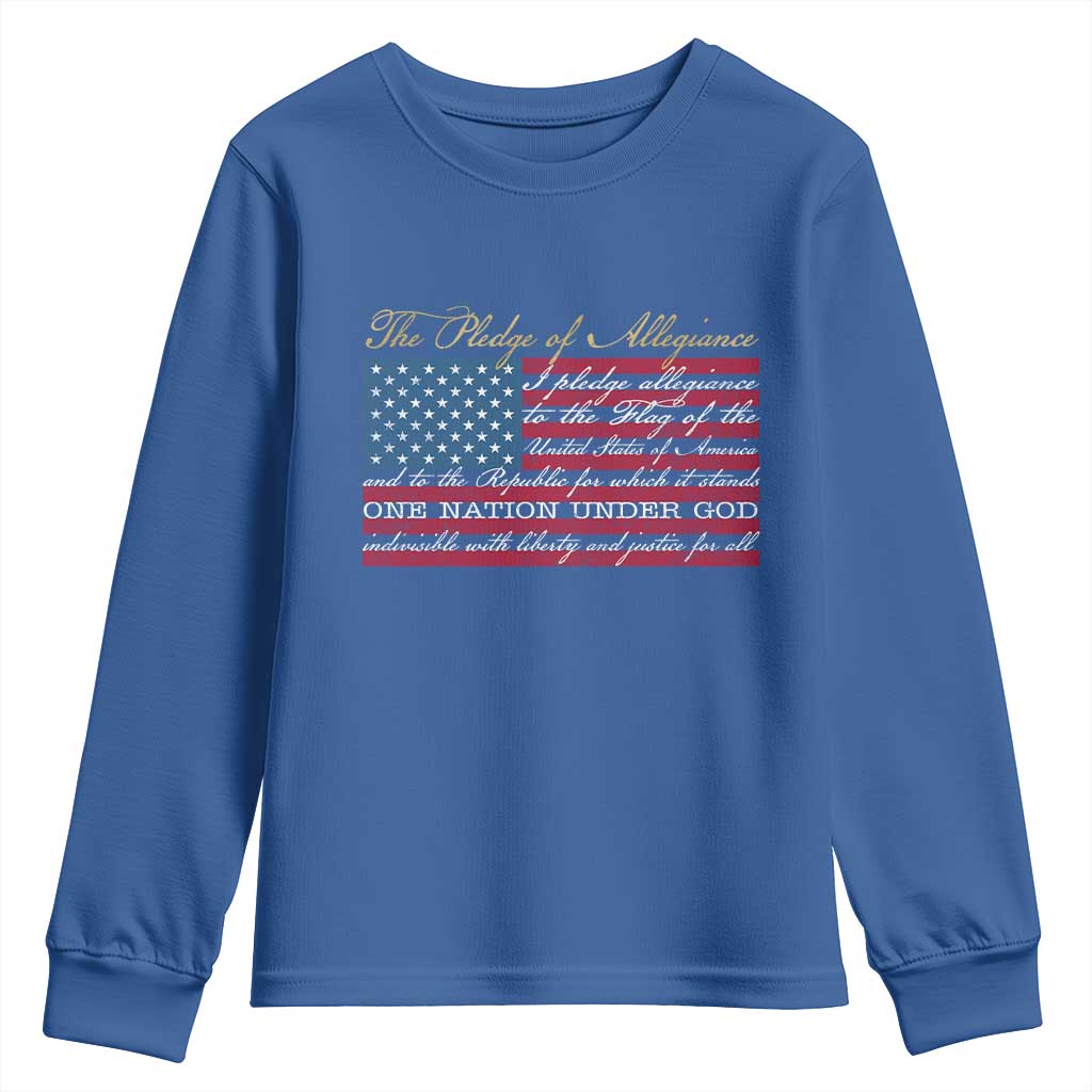 The Pledge of Allegiance Youth Sweatshirt US Military Veteran Patriotic American Flag