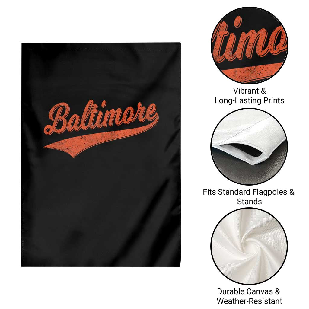 Baltimore Script Retro Baseball Sport Lovers City Pride Garden Flag