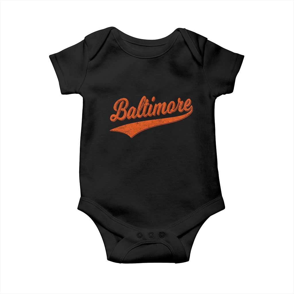 Baltimore Script Retro Baseball Sport Lovers City Pride Baby Onesie
