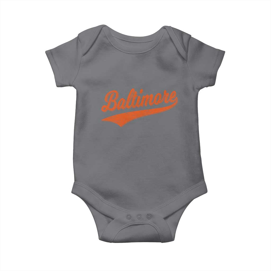 Baltimore Script Retro Baseball Sport Lovers City Pride Baby Onesie