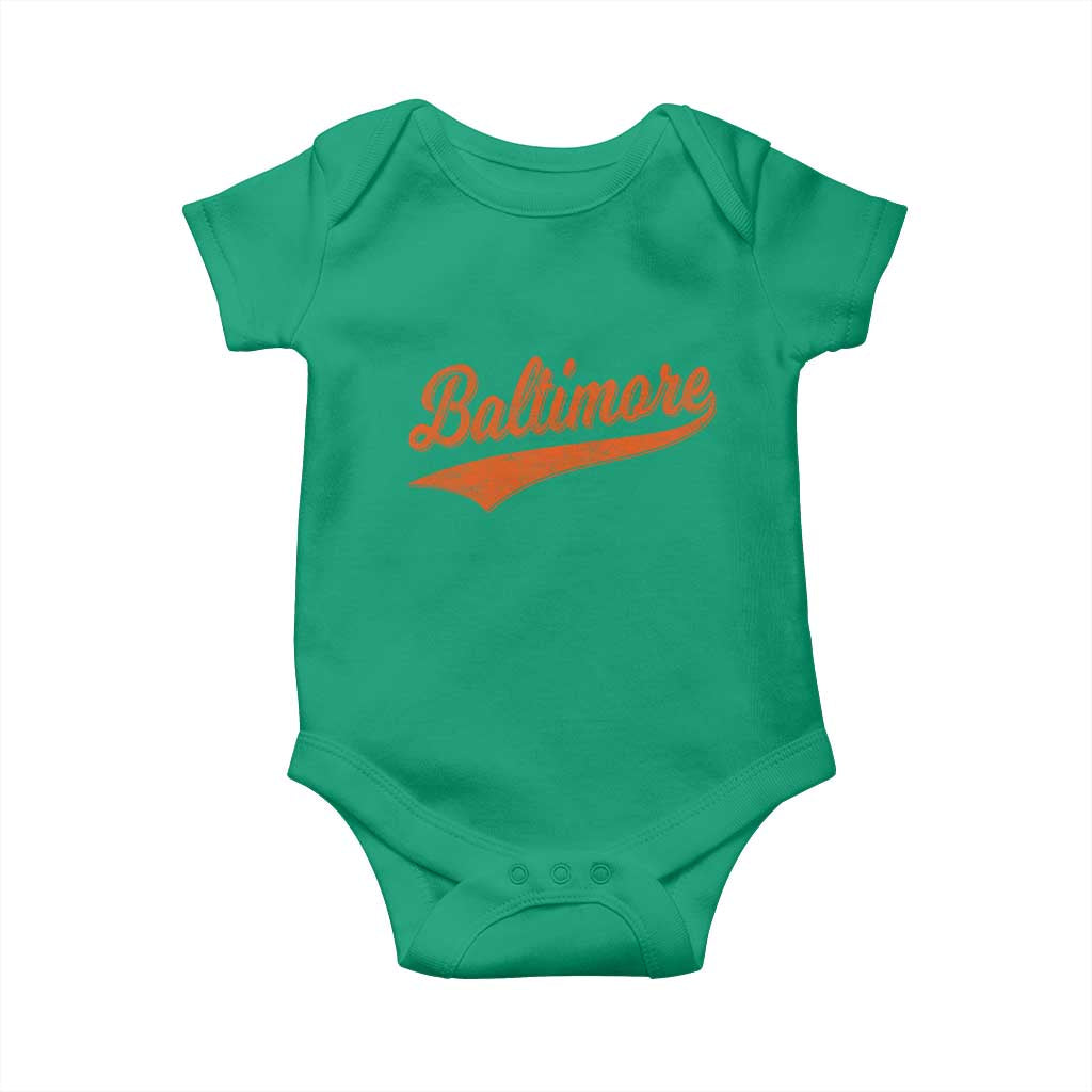 Baltimore Script Retro Baseball Sport Lovers City Pride Baby Onesie