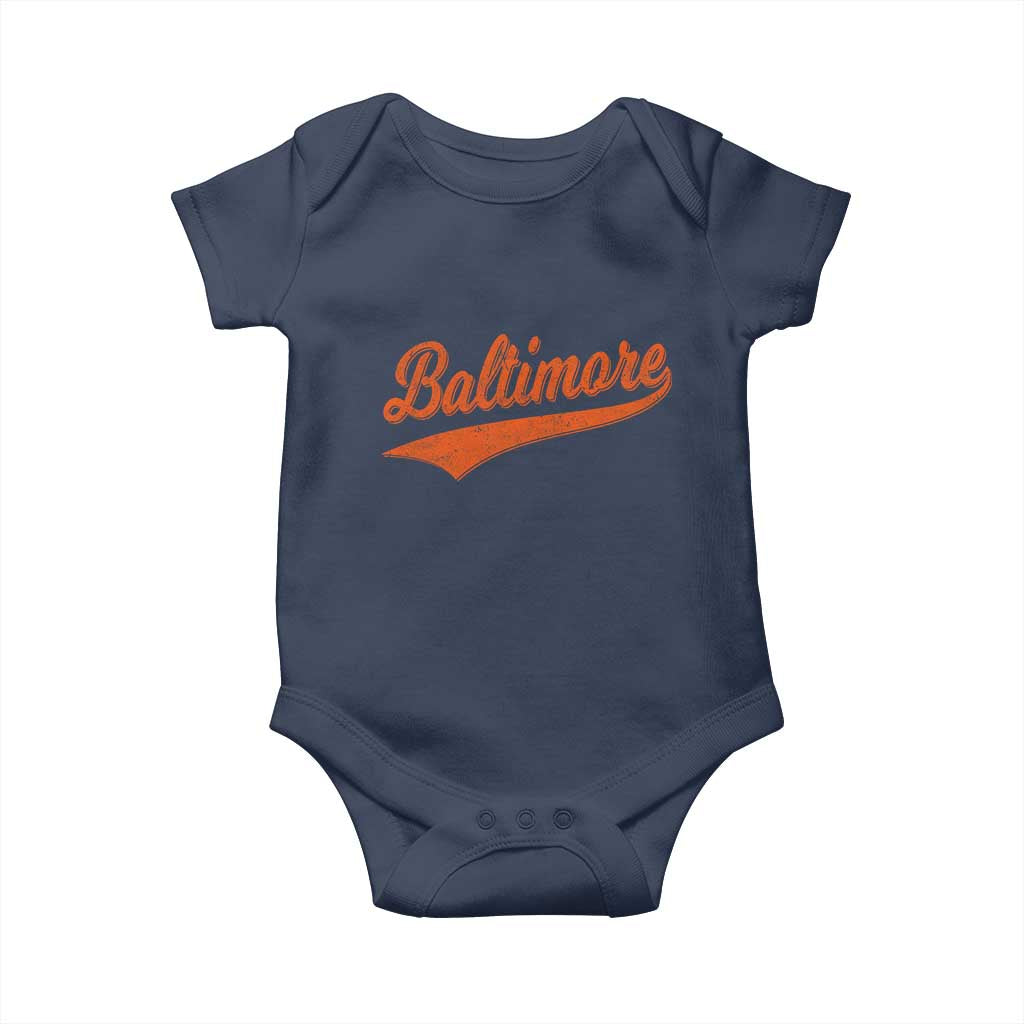 Baltimore Script Retro Baseball Sport Lovers City Pride Baby Onesie