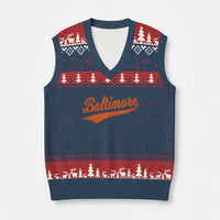 Baltimore Script Retro Baseball Sport Lovers City Pride V-Neck Knit Sweater Vest