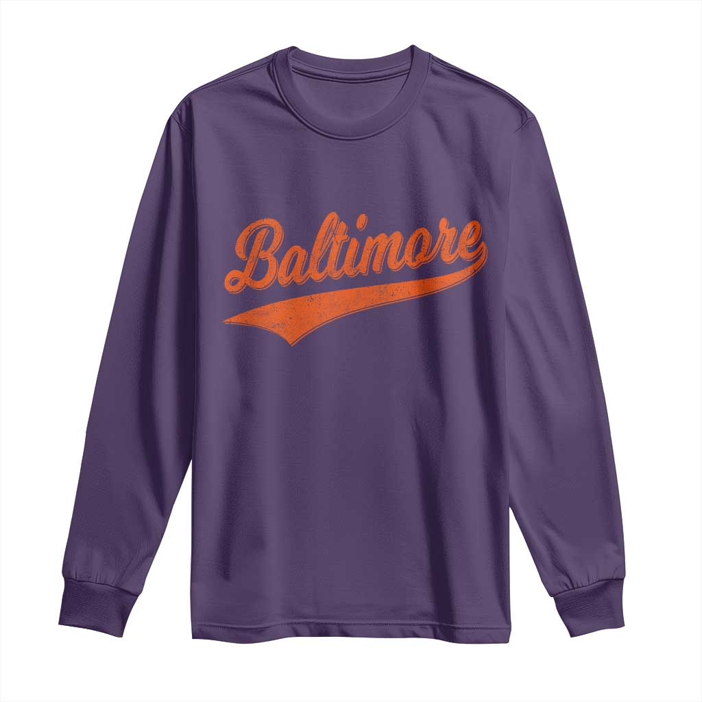 Baltimore Script Retro Baseball Sport Lovers City Pride Long Sleeve Shirt