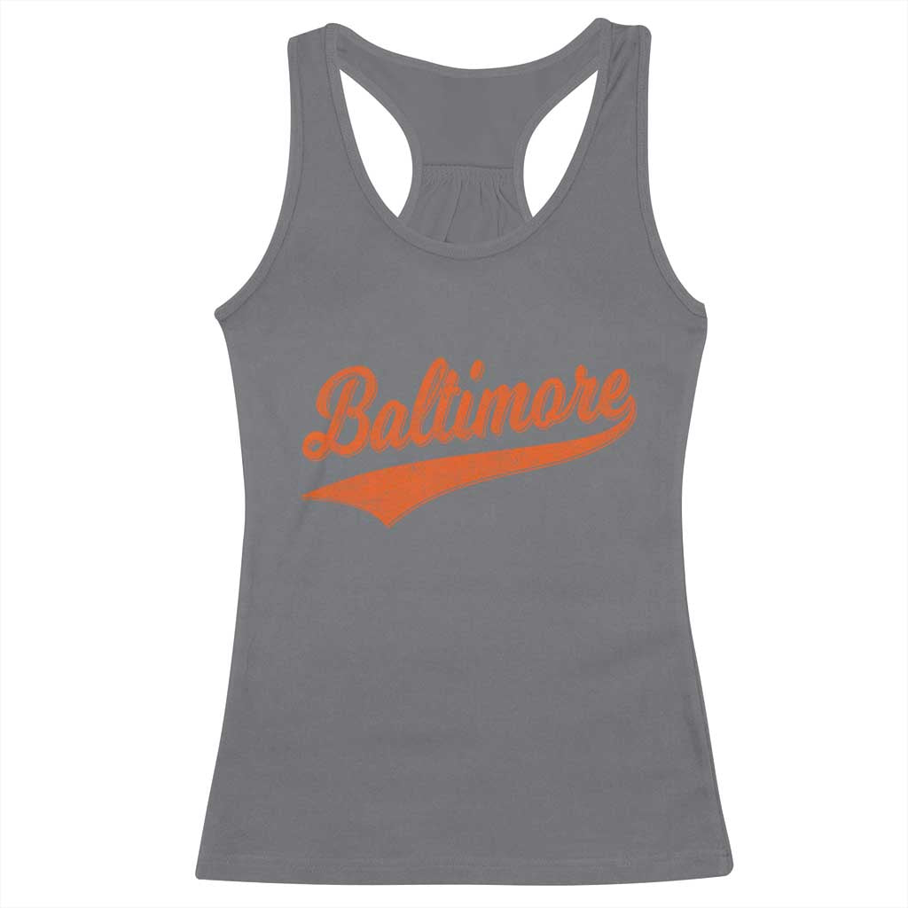 Baltimore Script Retro Baseball Sport Lovers City Pride Racerback Tank Top