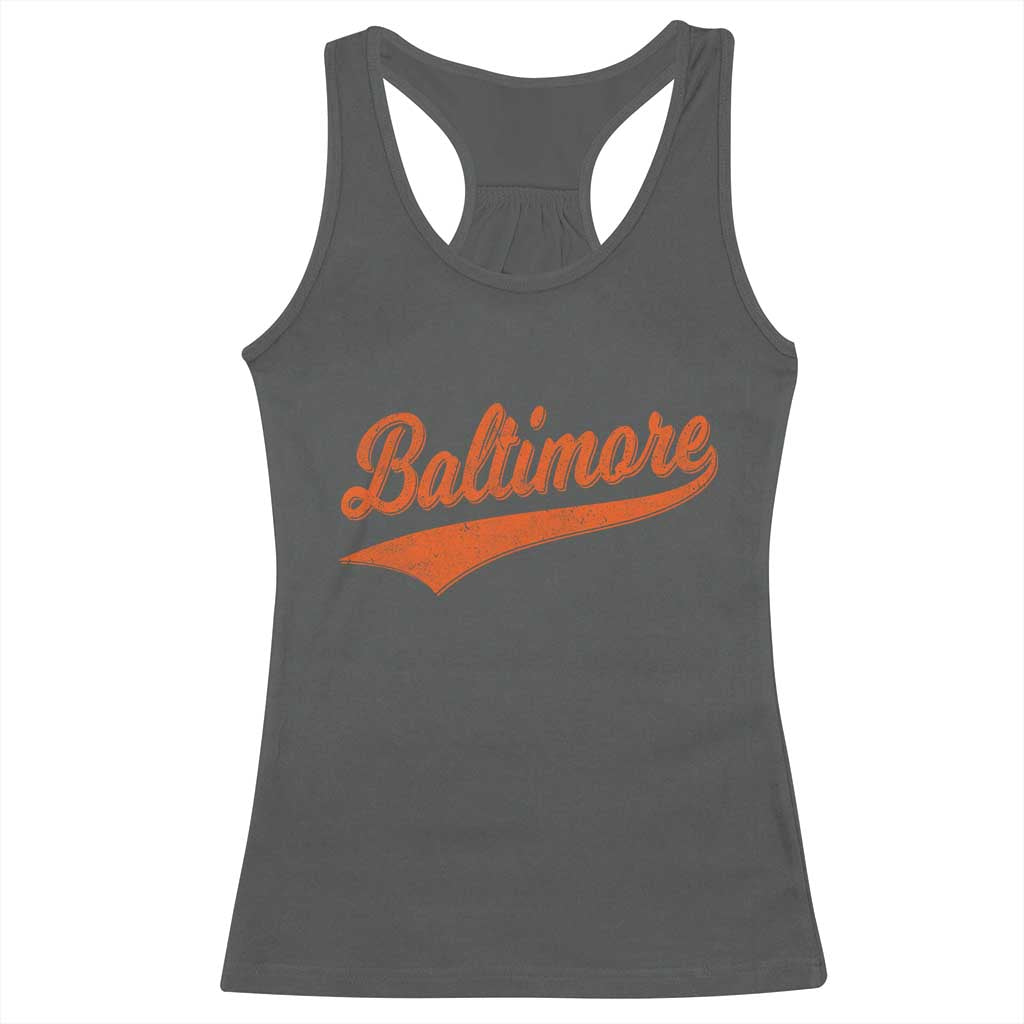 Baltimore Script Retro Baseball Sport Lovers City Pride Racerback Tank Top