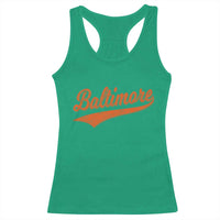 Baltimore Script Retro Baseball Sport Lovers City Pride Racerback Tank Top
